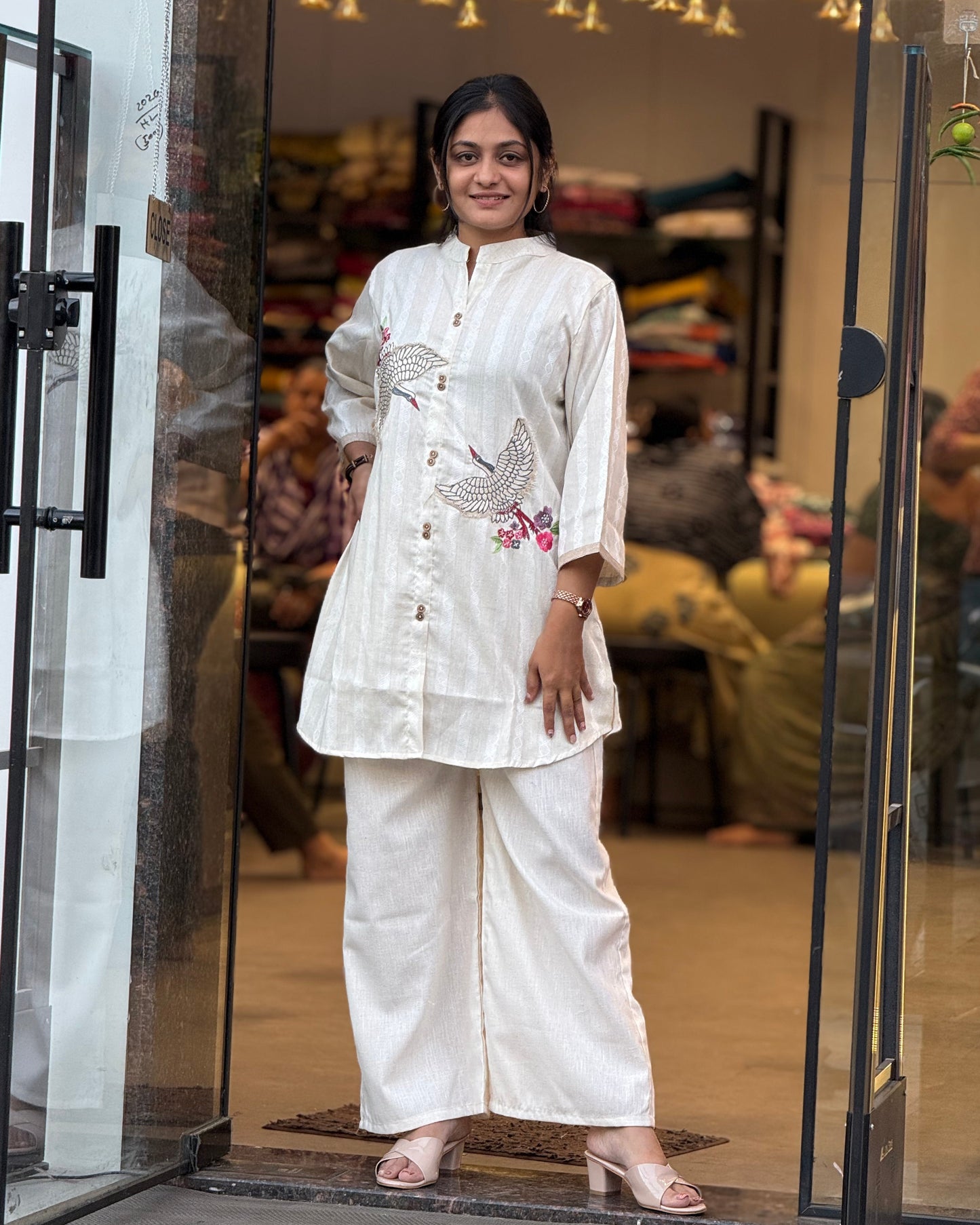 White Cotton Co ord Set Women