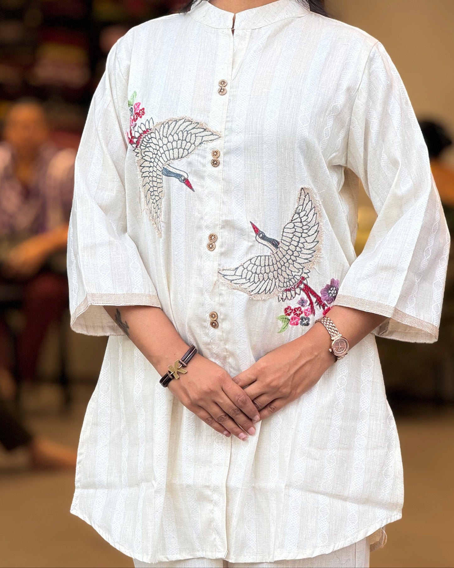 White Cotton Co ord Set Women