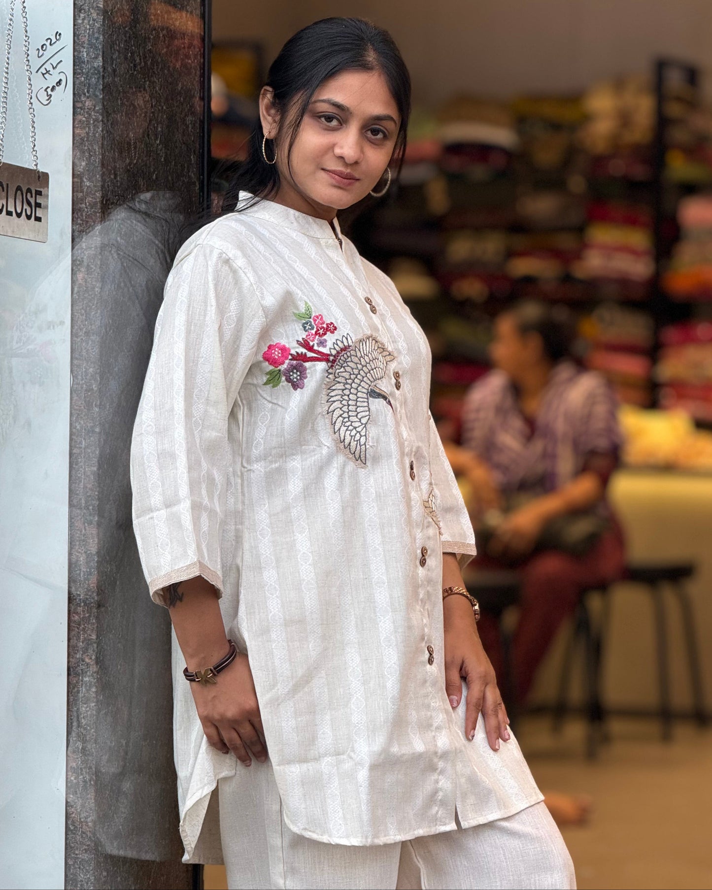 White Cotton Co ord Set Women