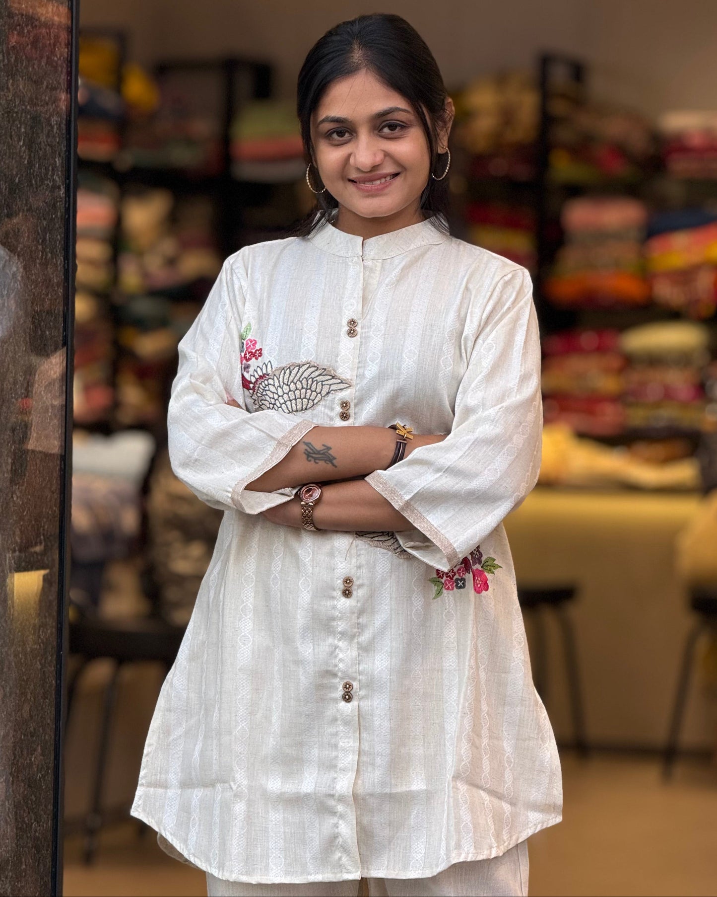 White Cotton Co ord Set Women