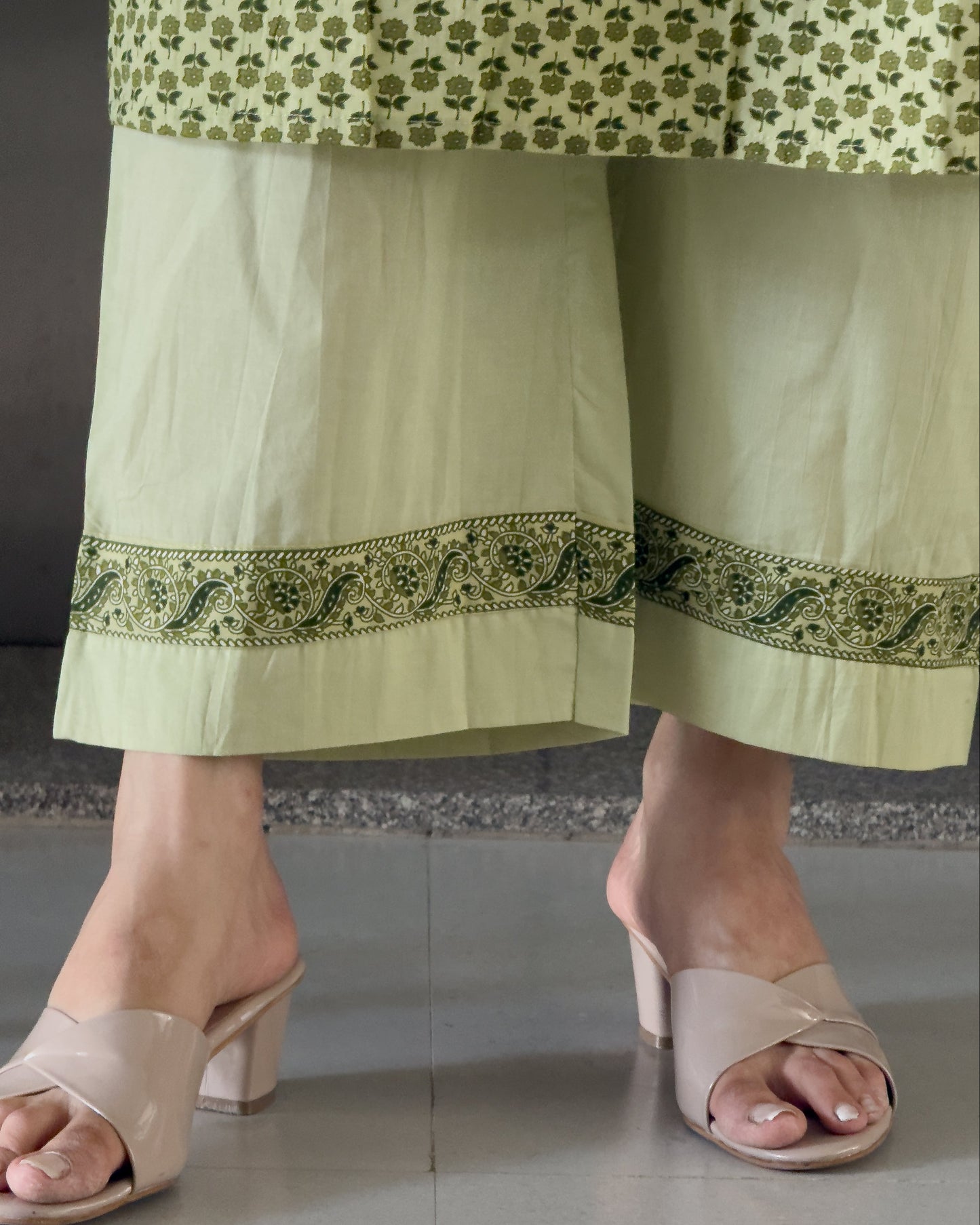 Pista Straight Kurta Palazzo Set With Dupatta