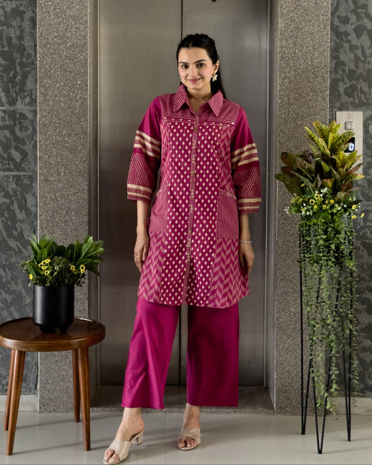 Pink Cotton Co ord Set for Women