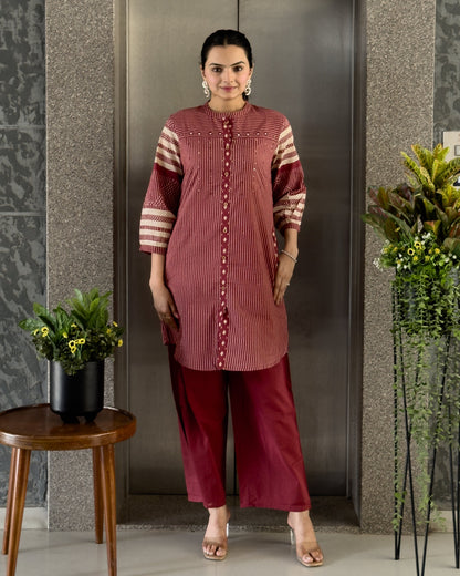 Red Cotton Co ord Set for Girl