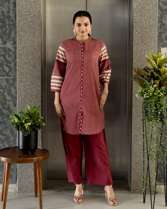 Red Cotton Co ord Set for Girl