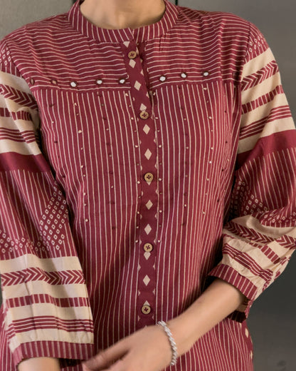 Red Cotton Co ord Set for Girl