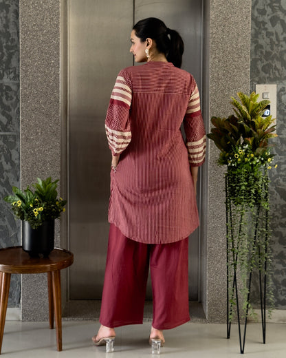 Red Cotton Co ord Set for Girl