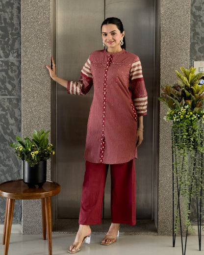 Red Cotton Co ord Set for Girl