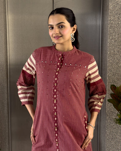 Red Cotton Co ord Set for Girl