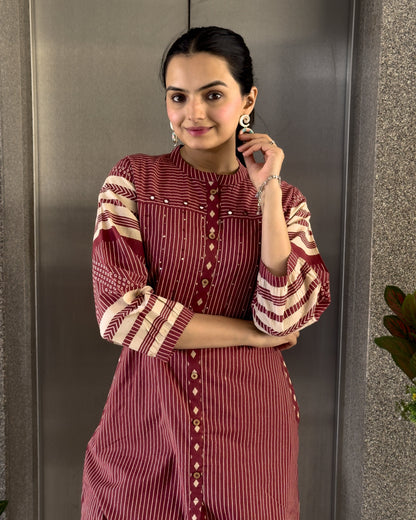 Red Cotton Co ord Set for Girl