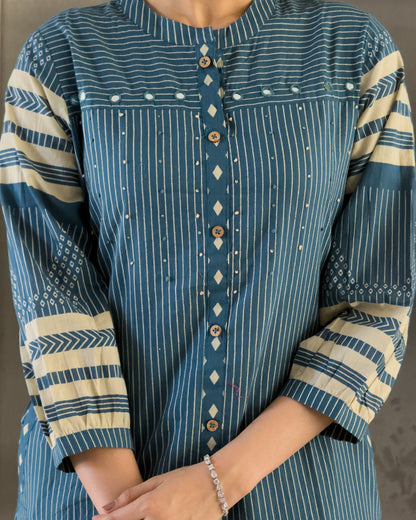 Teal Blue Cotton Co ord Set for Girl