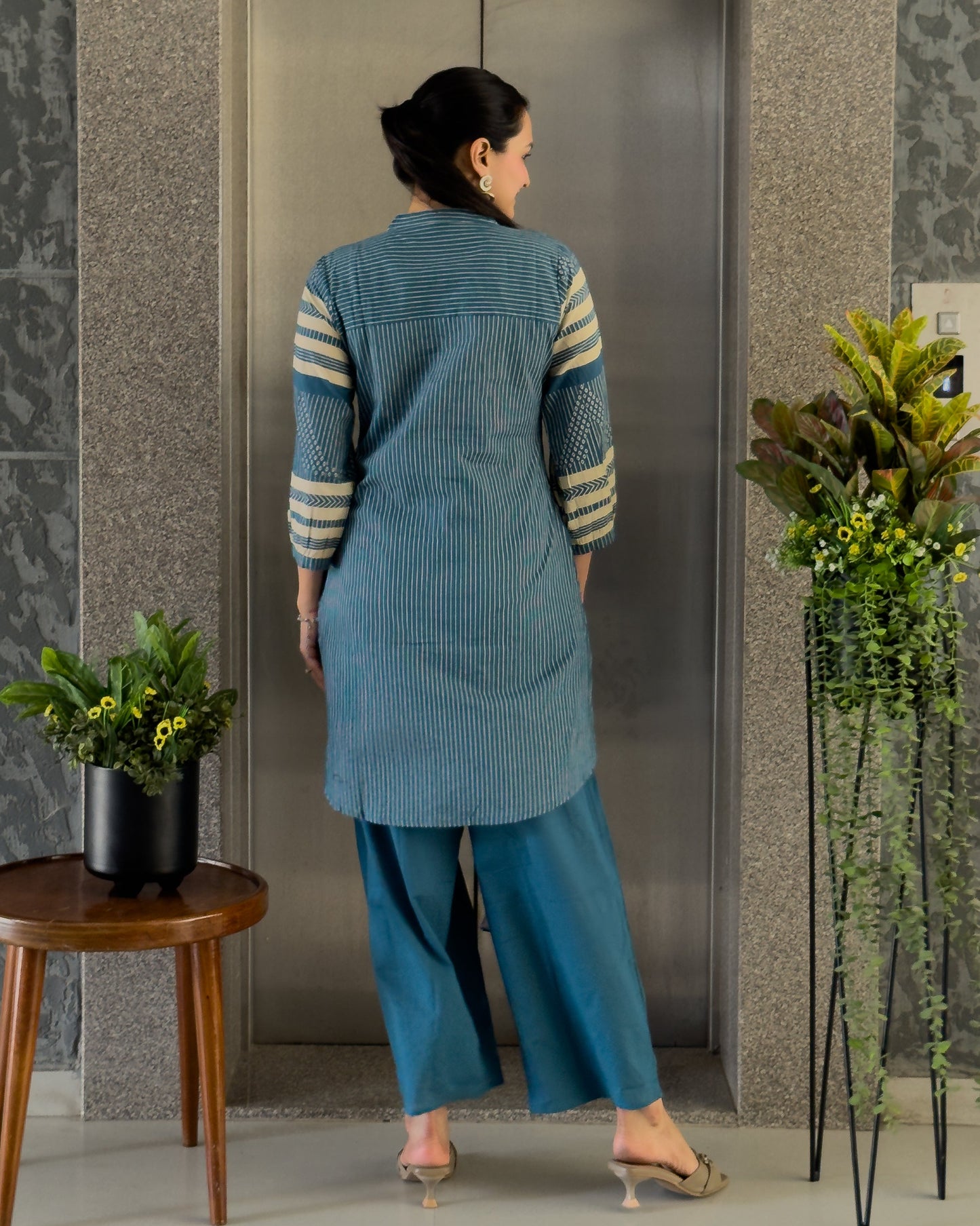 Teal Blue Cotton Co ord Set for Girl