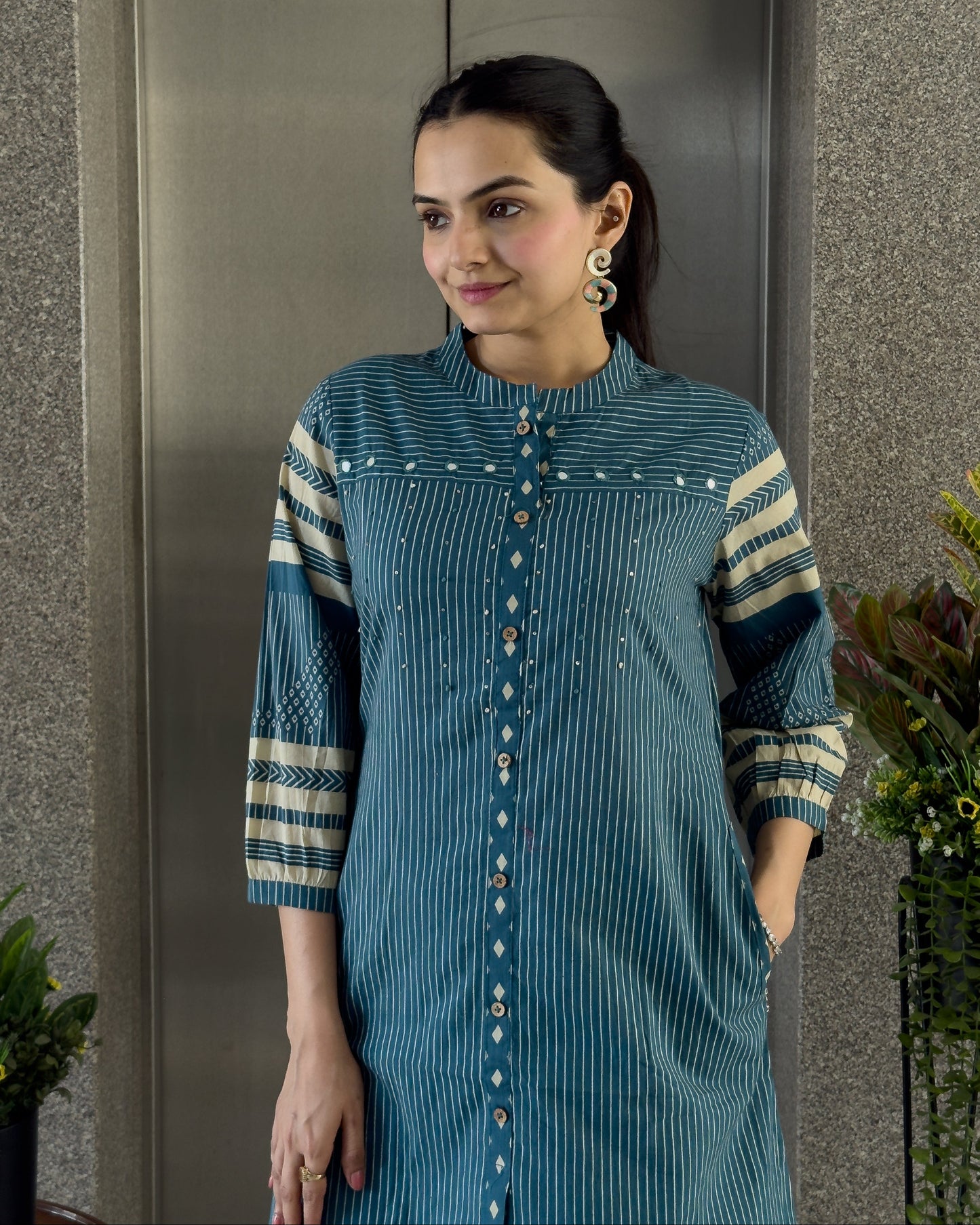 Teal Blue Cotton Co ord Set for Girl