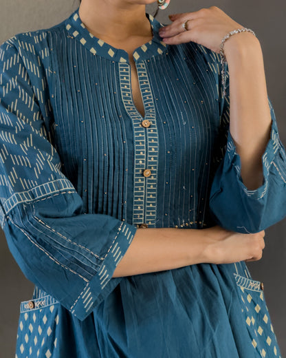 Teal Blue Cotton Co ord Set for GIrls