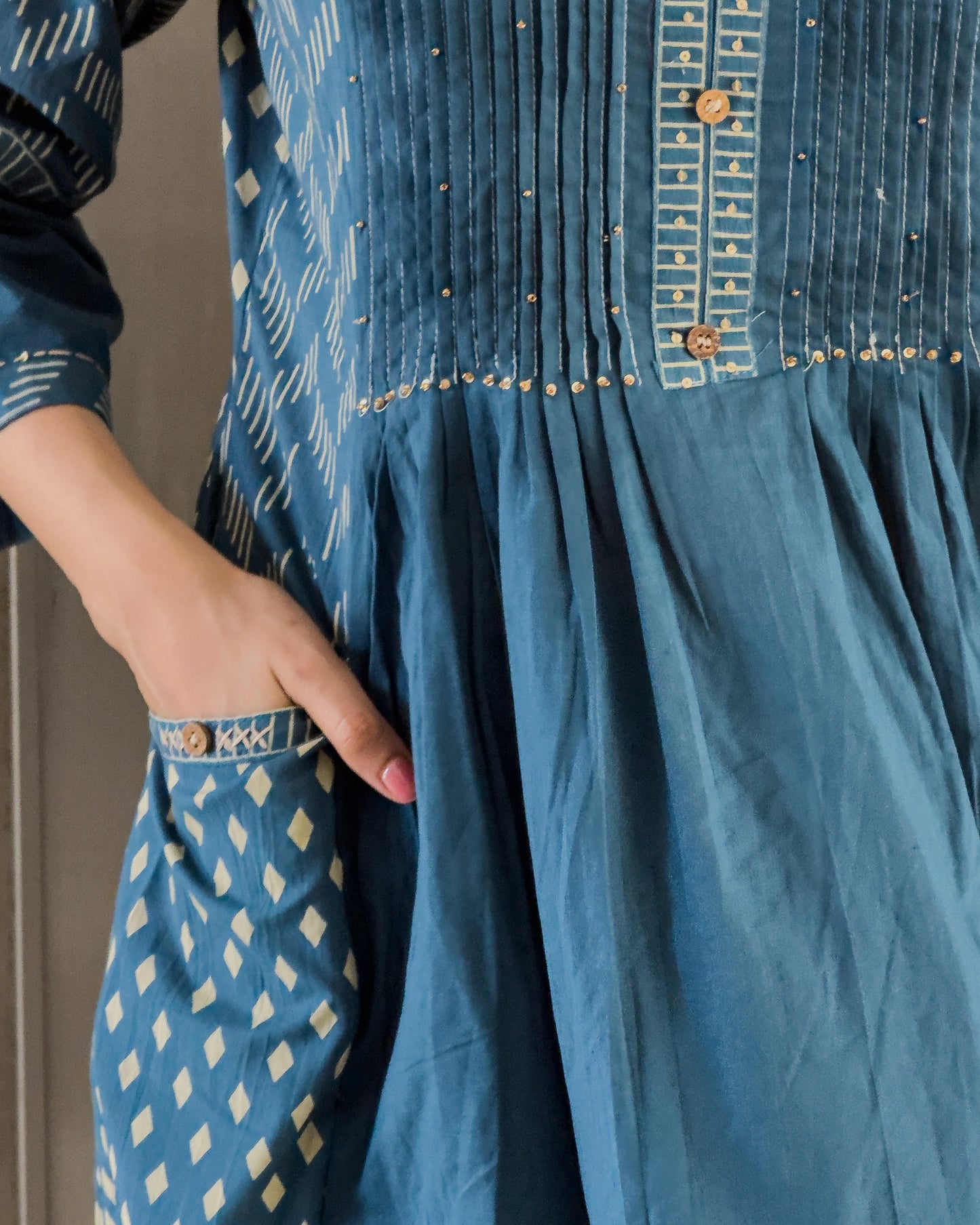 Teal Blue Cotton Co ord Set for GIrls