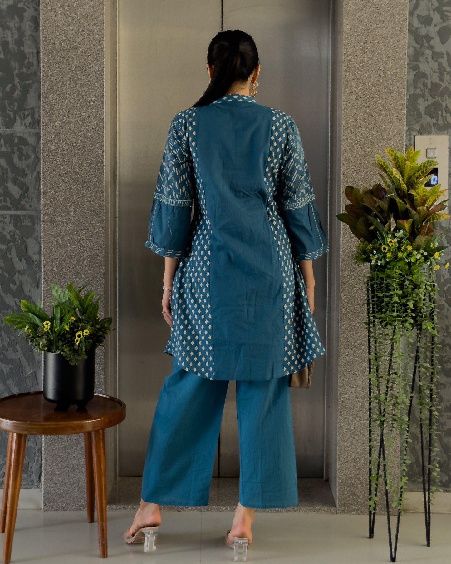 Teal Blue Cotton Co ord Set for GIrls