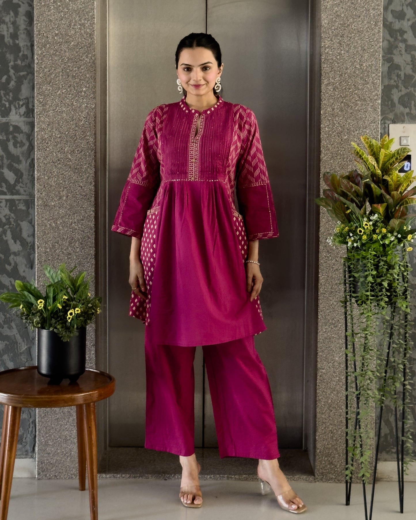 Pink Cotton Co ord Set for Girls