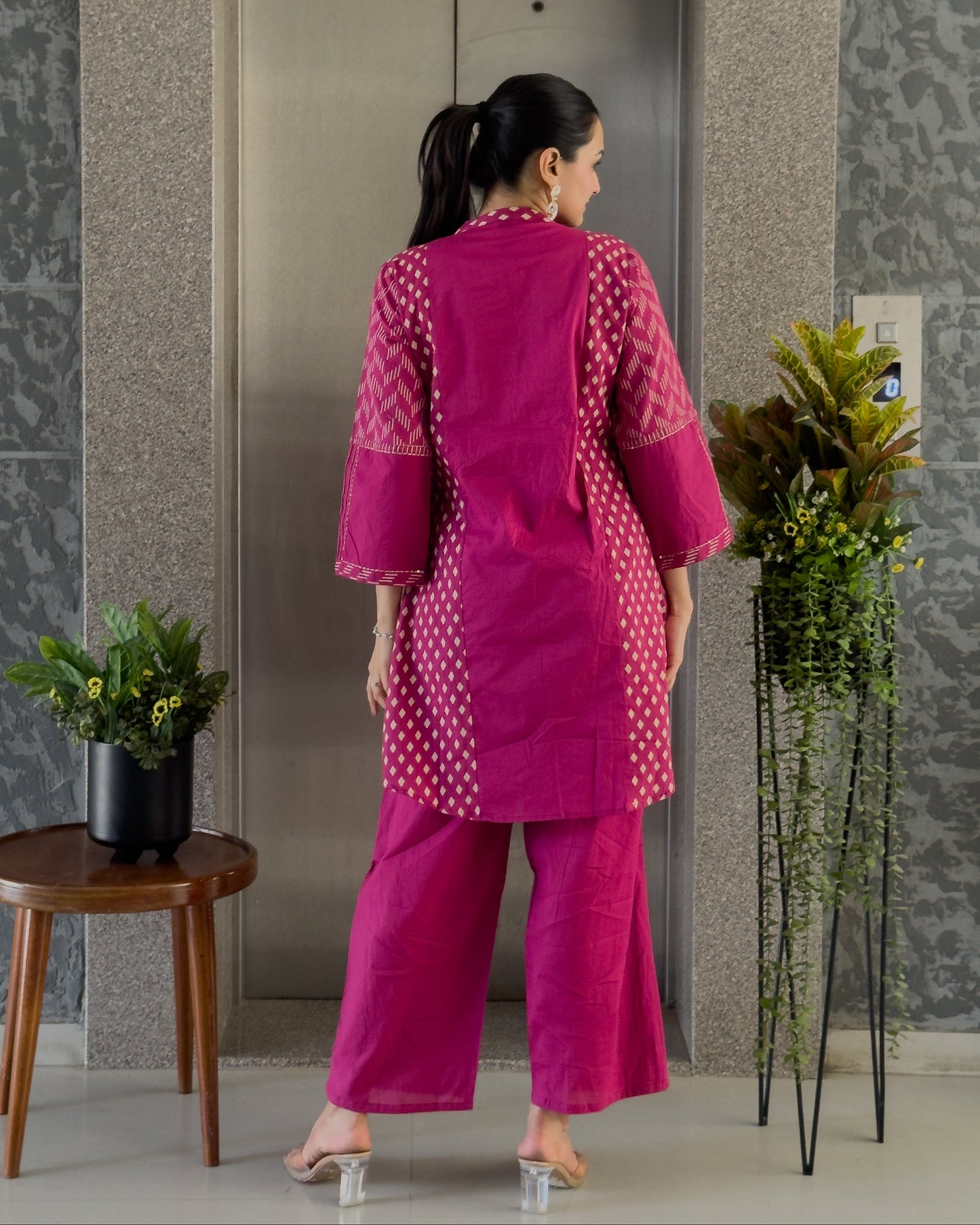 Pink Cotton Co ord Set for Girls