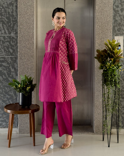 Pink Cotton Co ord Set for Girls