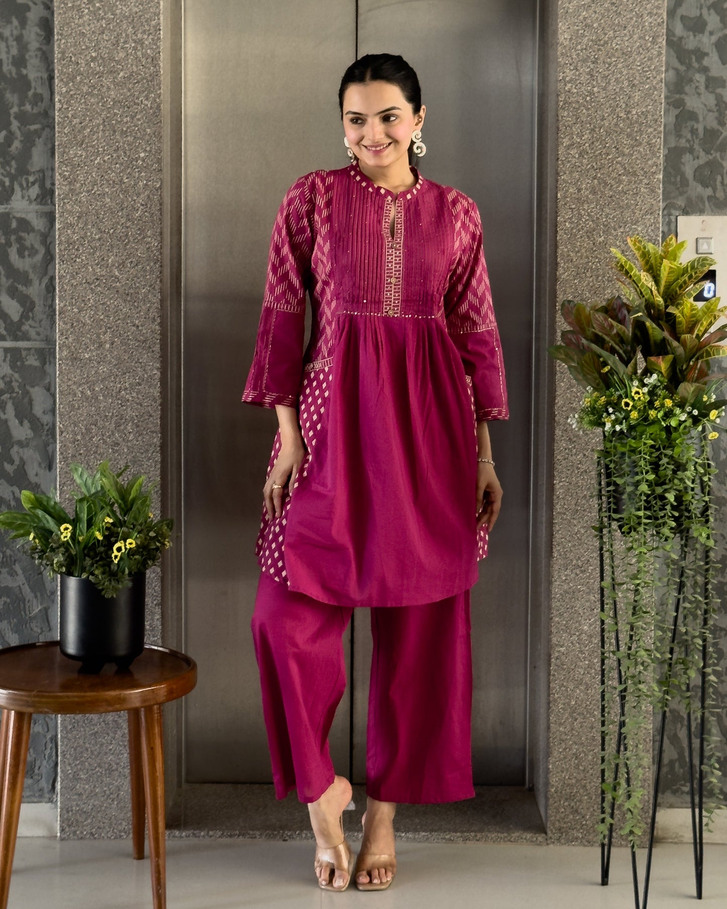 Pink Cotton Co ord Set for Girls