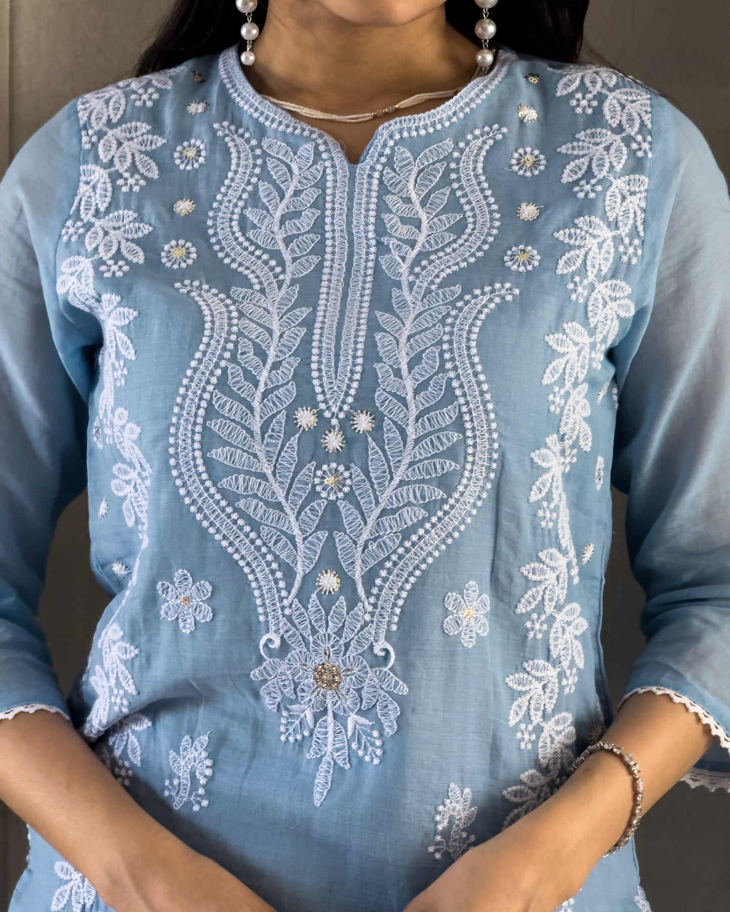 Sky Straight Kurta Pant Set with Dupatta