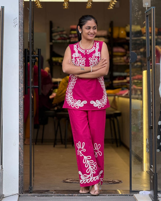 Pink Cotton Co ord Set for Women