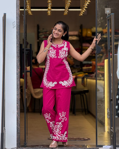 Pink Cotton Co ord Set for Women