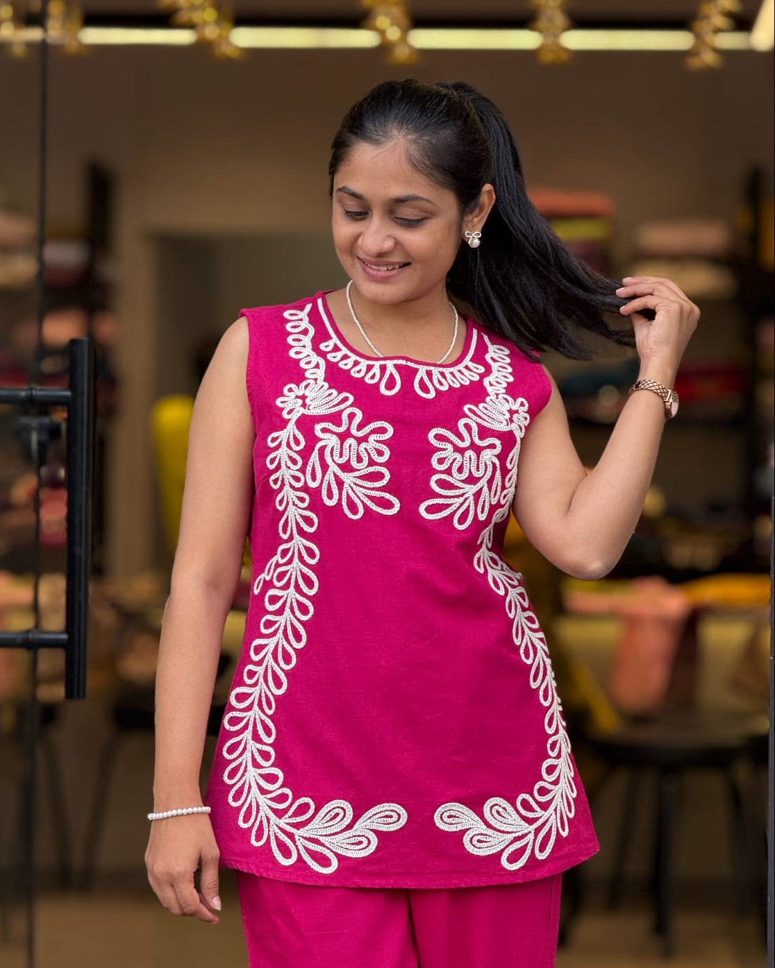 Pink Cotton Co ord Set for Women