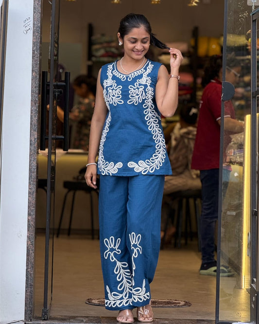 Royal Blue Cotton Co ord Set for Women