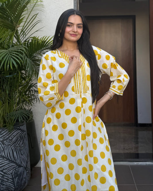 White Yellow Straight Kurta Pant Set With Dupatta