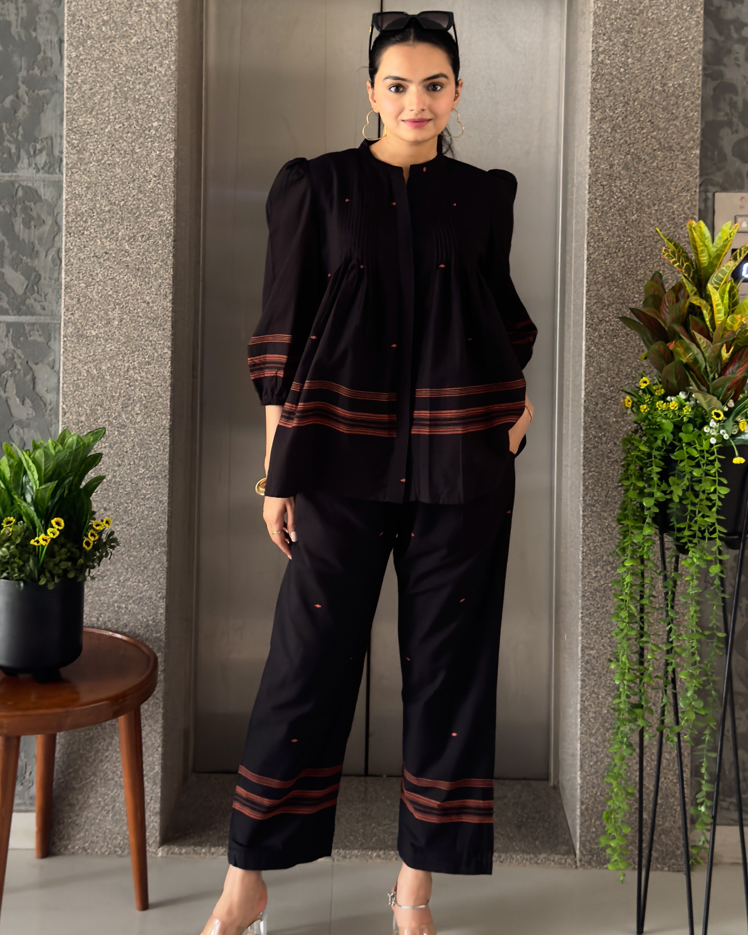 Black Mal Cotton Co ord Set for girls