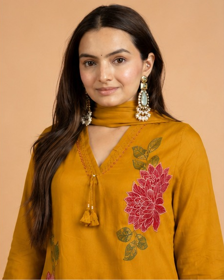 festive yellow kurta set