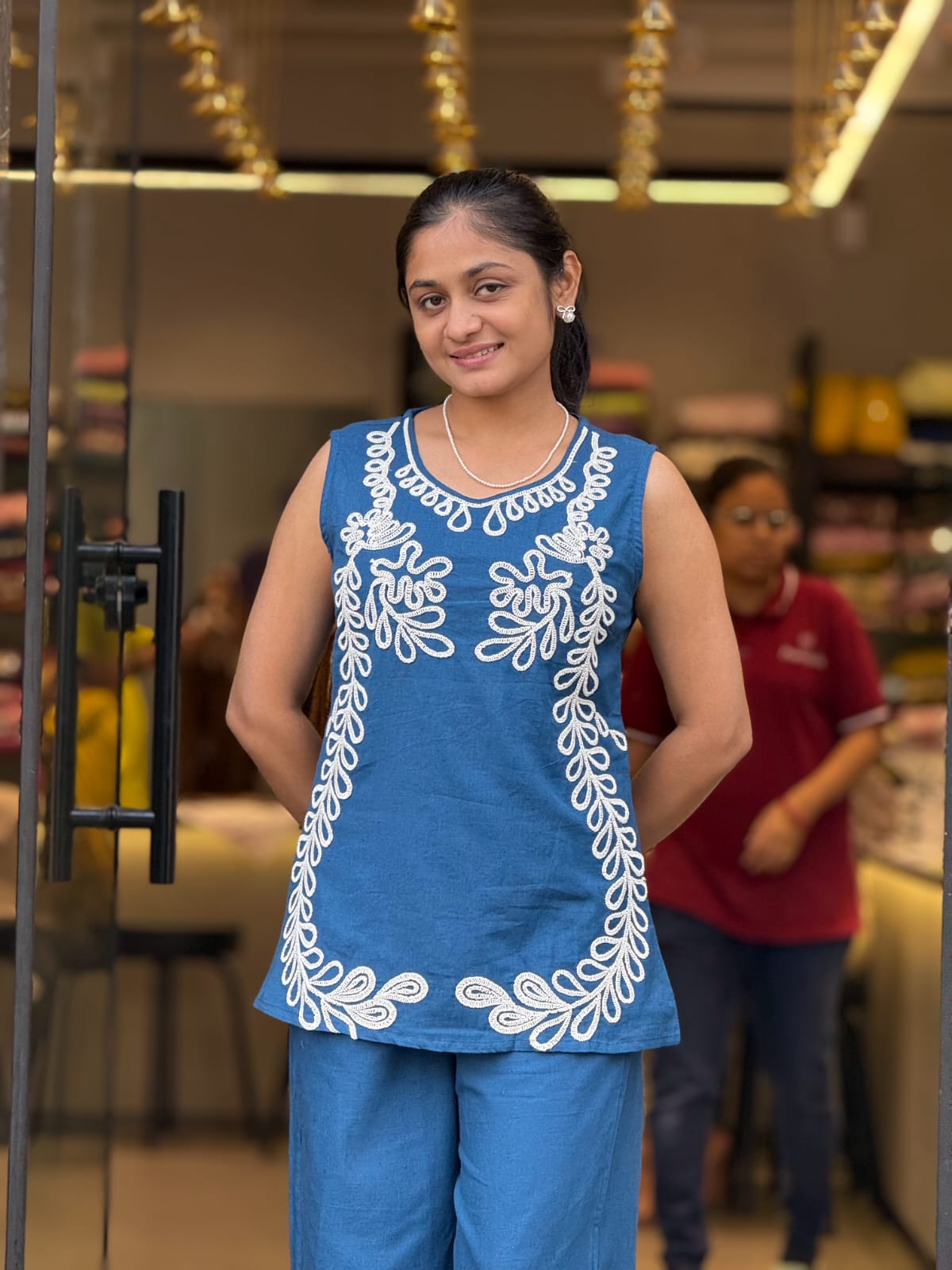 Teal Blue Cotton Co ord Set for Women