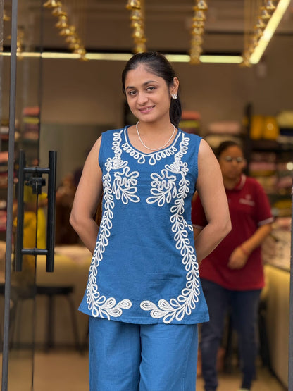 Teal Blue Cotton Co ord Set for Women