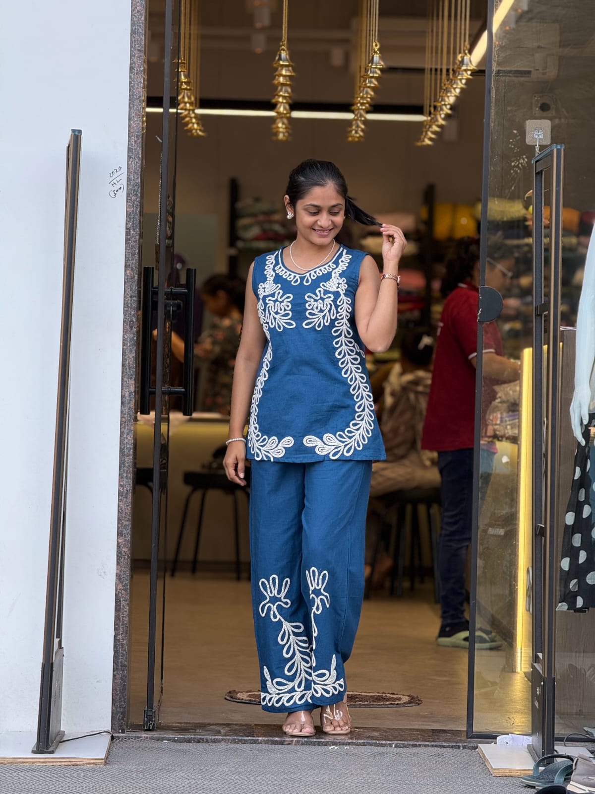 Teal Blue Cotton Co ord Set for Women