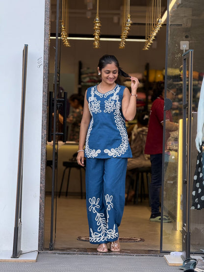 Teal Blue Cotton Co ord Set for Women