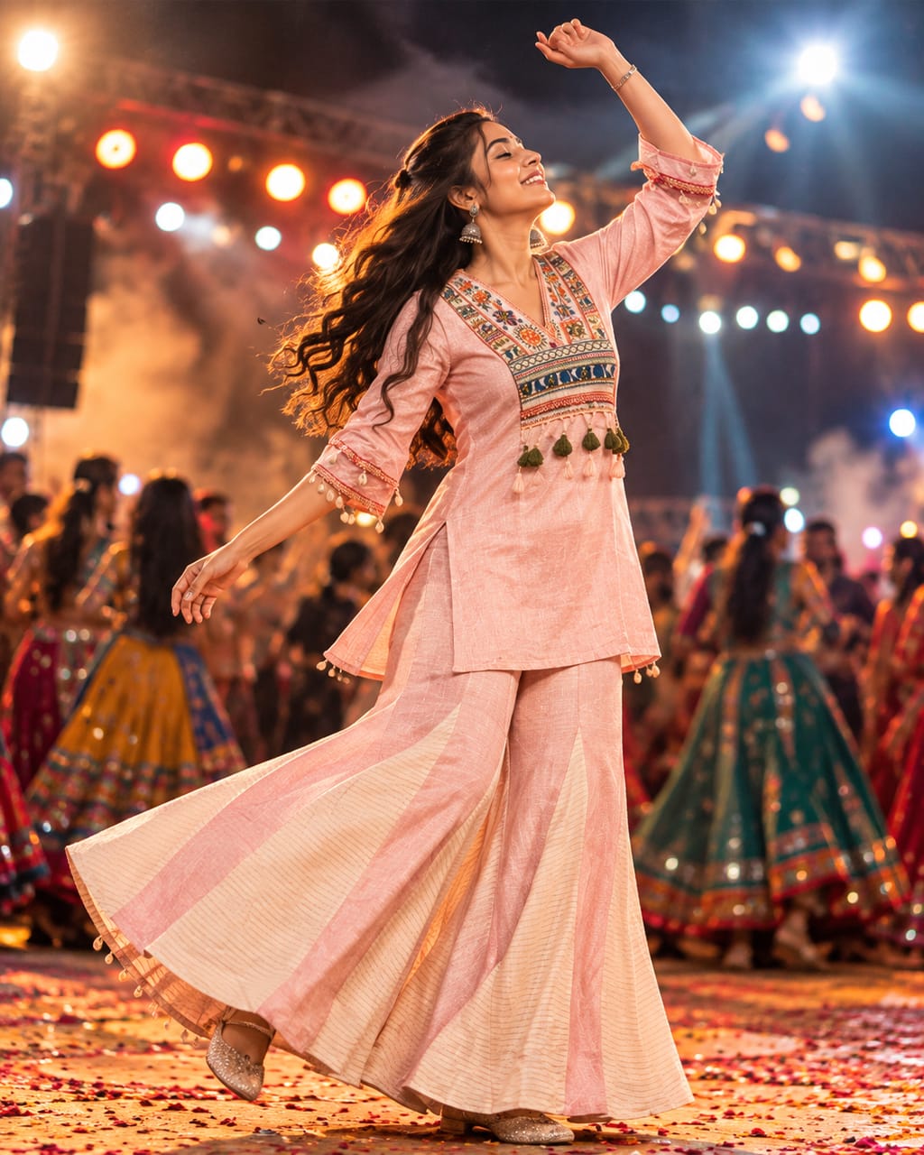 Pink Khadi Cotton Embroidery work co ord set