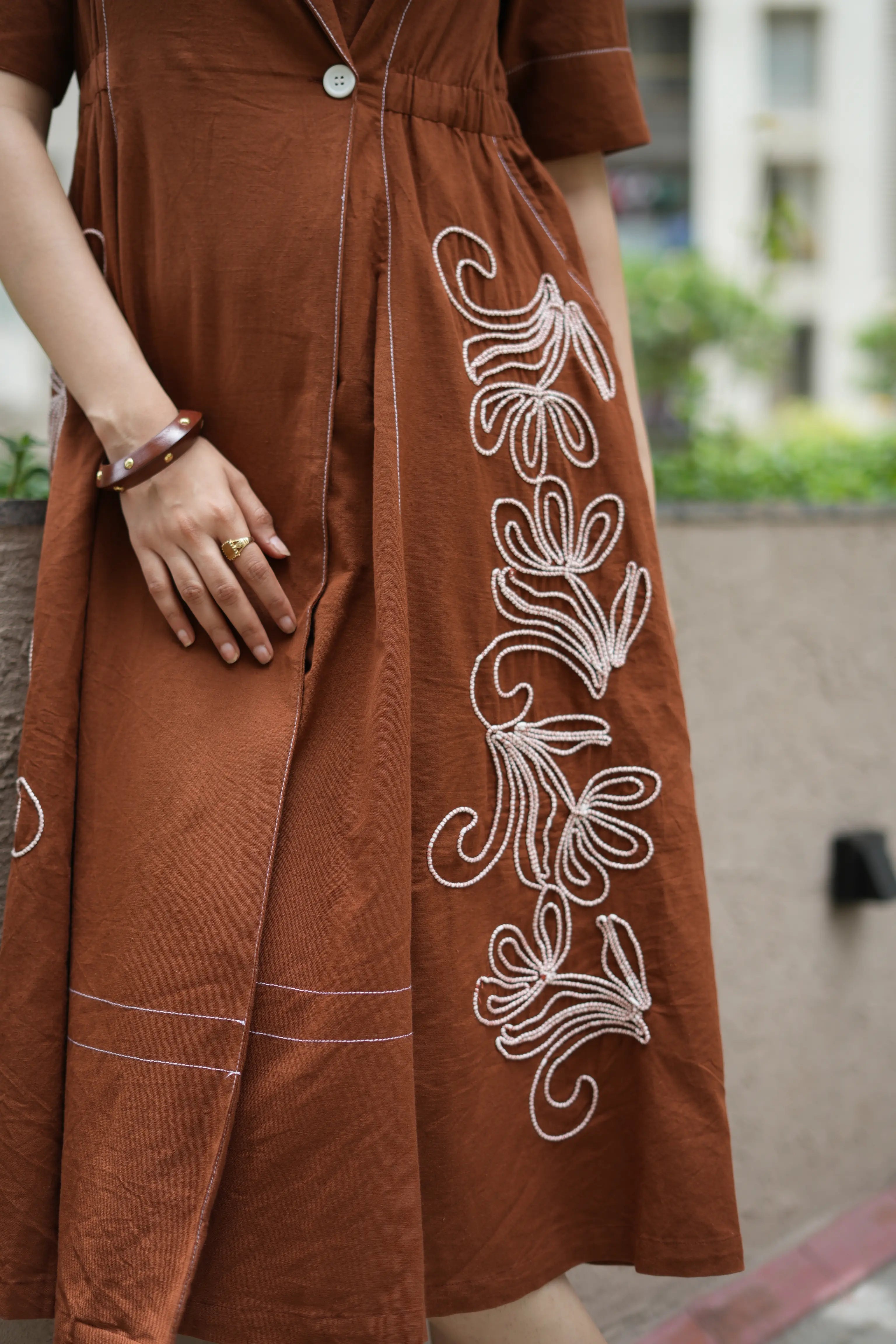 Comfortable and stylish khadi cotton dress designed for modern women and girls.