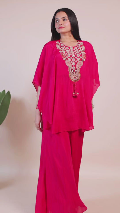 Pink Chinnon Indo Western Dress For Women