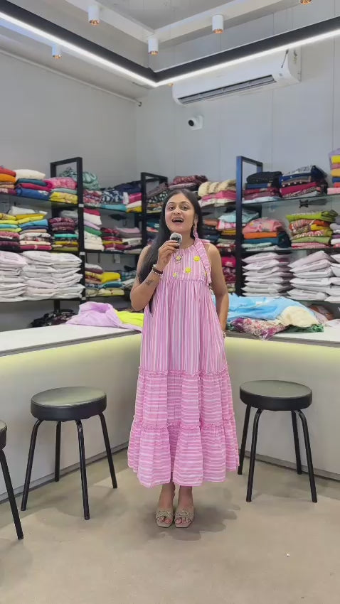 Baby Pink Round One Piece Dress for Girls